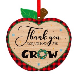 WaaHome Thank You for Helping Me Grow Teacher Christmas Ornaments Teacher Appreciation Gifts for Women, Apple-Shape Best Teacher Ornaments for Christmas Tree Decorations Gifts for Teachers
