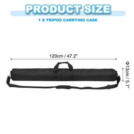 PATIKIL Tripod Carrying Case, 47.2" x 5.1" Heavy Duty Nylon Padded Tripod Bag with Adjustable Shoulder Straps and Handles for Light Stands Umbrellas tripods mic Speaker Stand, Black