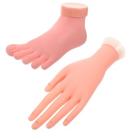 SAFIGLE 2PCS Bendable Fake Nail Practice Hand and Foot Models for Manicure Training Random Color for Nail Art Practice and Demonstration