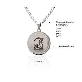 Women's Men's Necklace Stainless Steel with Zodiac Zodiac Zodiac Pendant Individual Chain Length Selectable, Stainless Steel