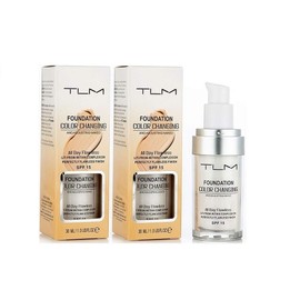 2 PACK TLM Concealer Cover Cream, Flawless Colour Changing Foundation Makeup, Warm Skin Tone Foundation liquid Base Nude Face Moisturizing Liquid Cover Concealer for Women and Girls