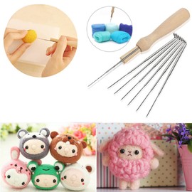 Frcolor Felt Needles, Felt Needles, Wool Felt Tools, DIY Crafts, Basic Introduction Kit, Felt Tool, Felt Needle, Craft Making Set, Wooden Handle, 7 Needle Needles, Sewing Tools