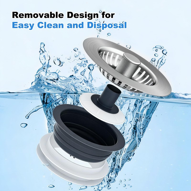 Universal Kitchen Sink Drain Stopper Combo 3 in 1 Pop-up