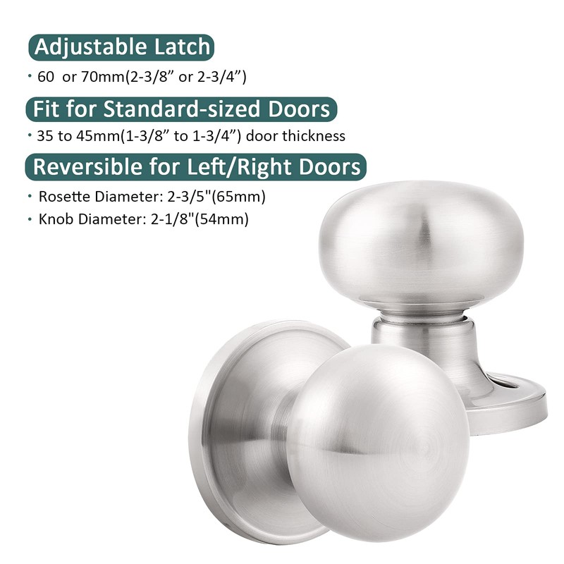 GOBEKOR 10 Pack Passage Door Knobs Keyless Interior Door Knobs