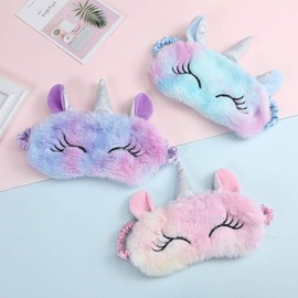 Laahoem Animal Sleep Eye Mask Cute Funny 3D Soft Fluffy Cartoon Eye Mask for Sleeping Travel Breathable Eyeshadow Mask Children Adults Women (U-Tie-Dye Light Pink), U Tie-dye Light Pink