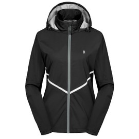 Little Donkey Andy Women's Rain Running Jacket Cycling Bike Coat Lightweight Reflective Windproof Waterproof Black XL