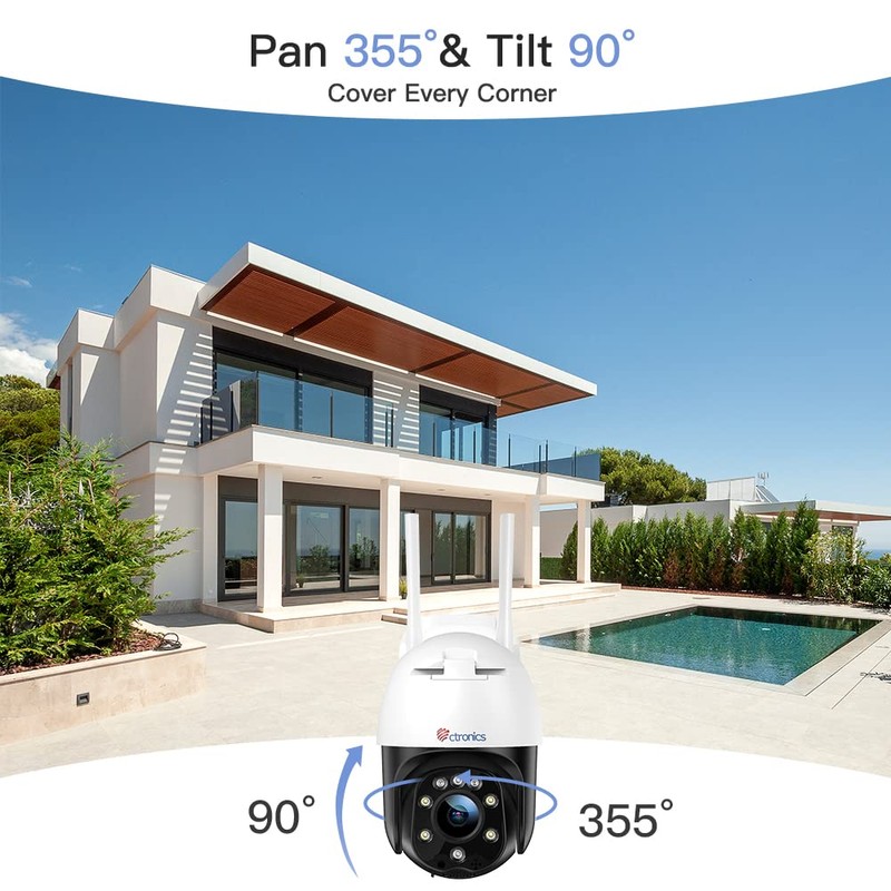 Ctronics PTZ Dome WiFi Outdoor Security Camera, 1080P IP Camera,