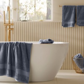 BOLL & BRANCH Plush Bath Towel Set - Mineral - 6 Piece - Includes 2 Bath Towels, 2 Hand Towels & 2 Washcloths - 100% Organic Cotton - Ultra Soft & Luxurious - Quick Absorbing