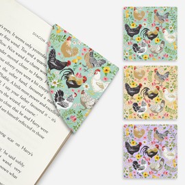 Icycay Farm Chicken Rooster Corner Bookmarks, Cute Leather Book Accessories for Book Lovers, 3 Pcs Reading Book Page Markers for Women Men Student Teacher Girls Boys Kids Retirement Birthday Gifts