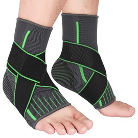 2 Packs Breathable Ankle Brace, Ankle Support Sleeve with Compression Ankle Wrap for Plantar Fasciitis, Ankle Sprain, Ankle Swelling, Joint Pain, Fits All for Women Men (Large, Green)