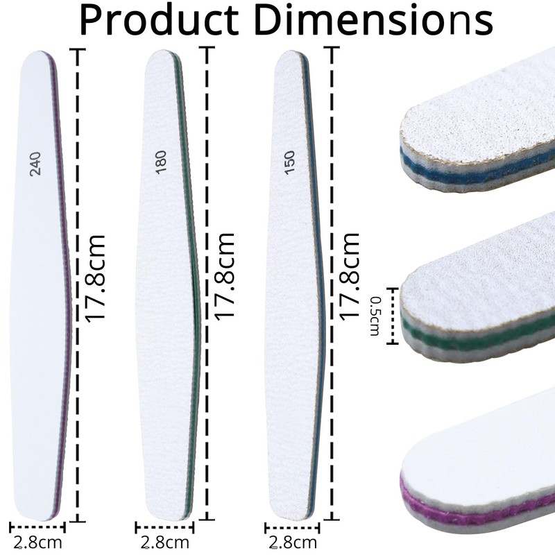 Nail Files, Professional Nail Files 150/180/240 Grit Nails File Set