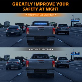 XRIDONSEN 35 inch Traffic Advisor Light Bar 48 LED Strobe Lights Blue Emergency Safety Flashing Warning Lights Front/Rear Window w/Display Controller for Police Firefighter Ambulance Vehicles Trucks