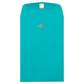 JAM PAPER 6 x 9 Open End Catalog Colored Envelopes with Clasp Closure - Sea Blue Recycled - 100/Pack