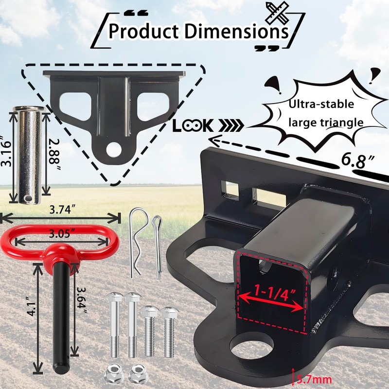 Zero Turn Lawn Mower Trailer Hitch, Universal Heavy Duty Steel