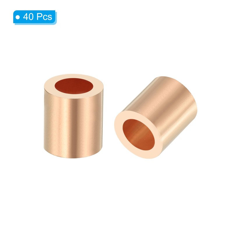 PATIKIL 40pcs 3mm Wire Rope Stop Sleeves Copper Crimp Loop