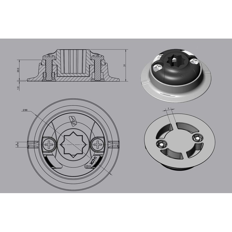 Railblaza Quik Mount Shell Assembly: Stick 03 4087 (Black) –