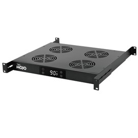 Tecmojo 1U Rack Mount Fans with Thermostat, 4 Fans Cooling System, Adjustable Temperature Control, Adjustable Depth, Digital Heat Monitor Display & Overheat Alarm Sensor – Efficient Airflow Exhaust