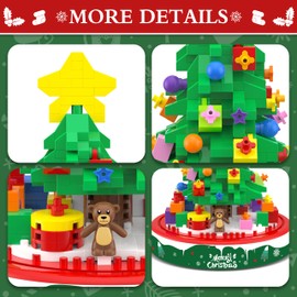 Bestbase Christmas Tree Gifts Building Blocks Kit - 543 Pieces Tabletop Christmas Tree with Lights Building Toys Christmas Decor, Novel Toy Building Set Christmas Stocking Stuffers for Kids Adults