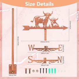 SUPERDANT Weathercock with Highland Cattle Weather Vane for Cattle Made of Metal Shed Weathercock with Animal Motif Weather Vane for Garden Decor for Farmhouse Garden Outdoor Yard Roof Decor