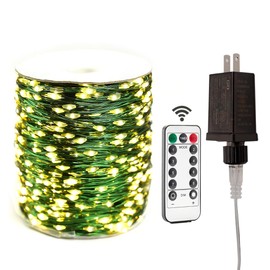 RESNICE Extra Long Green Wire Fairy Lights Plug in 400FT High Bright 1200 LED Waterproof LED String Lights with Remote Warm White for Christmas Tree, Patio, Garden, Backyard
