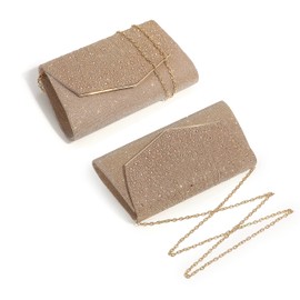 MUDUO Evening Bag for Women Glitter Rhinestone Wedding Evening Purse Crystal Envelope Clutch Crossbody Shoulder Bags (V-CHAMPAGNE)