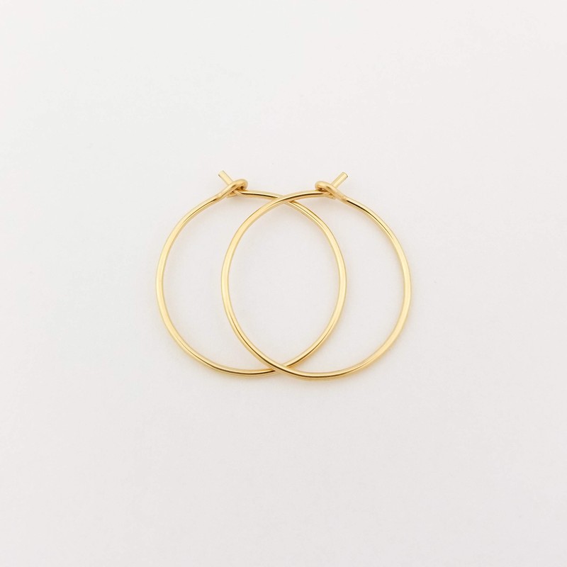 3/4 Inch Thin 14k Solid Gold Hoop Wire Earrings 20