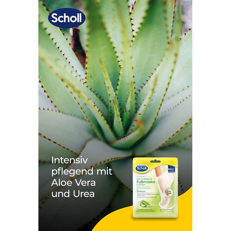 Scholl EXPERTCARE intensiv pflegende Fußmaske mit Aloe Vera – Feuchtigkeitsspendende