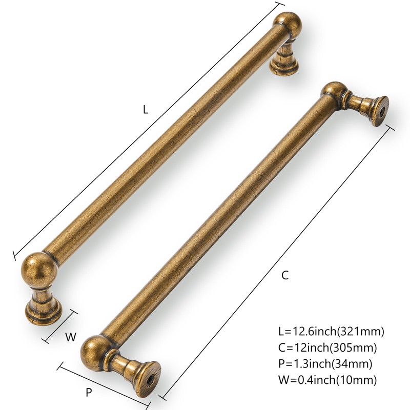 khtumeware 5 Pack 12 Inch Hole Center Antique Brass Cabinet