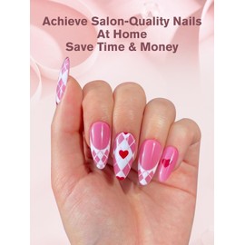 EBANKU Build on Apex Natural Nail Tips, 16 Sizes 160 PCS Middle Almond Clear Acrylic Full Cover Press on Nail Tips with Builder Glue, Pre-applied Tip Primer & Base Coat