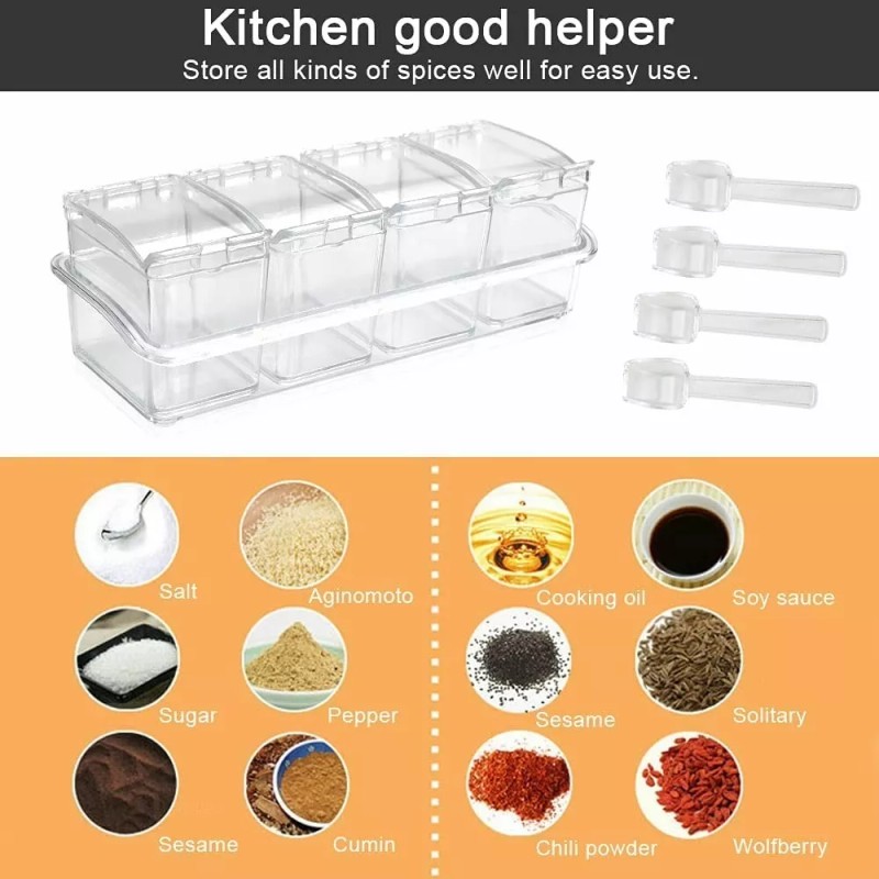 SANBREVE 4 Piezas Especieros Salsera Organizador Azucarero Cocina
