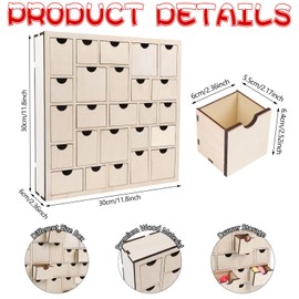 sulanmo Christmas Wooden Advent Calendar with 25 Drawers, Countdown to Christmas Decoration Xmas Countdown Calendar 2025 Hand Painted Refillable Advent for Holiday Decoration