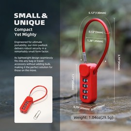 UP Security Small Combo Lock, Padlock Combination Luggage Locks with Code, 4 Digit Dail 5 in Cable, for Suitcase, Gym Locker, Backpack, Bag Zipper, Gun Case, Box, Outdoor Fence, Travel Safe Candados