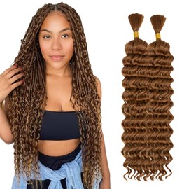 18 Inch Deep Wave Braiding Hair For Boho Braids160g(1Pack-2Bundles) Water Wave Bulk Braiding Hair For Bohemian Knotless Wet and Wave, Synthesis Braiding Hair For Micro Braids (30#, 30 inch)