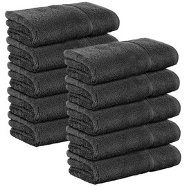 100% Cotton 12 Pack Premium Washcloth Set, 31x31 cm, Soft Absorbent Face Towel, Lightweight Dish Cloth Kitchen Towels, Quick Dry Face Cloth for Bathroom, Home, Hotel, Hair Salon, Spa, Gym Grey