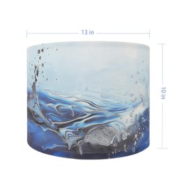 NAVISSORY Decorative Lamp Shade, Polyester Fibre Printed Abstract Sea Waves Drum Shade, 13" Top x 13" Bottom x 10" Height, Includes 2pcs Steel Ring