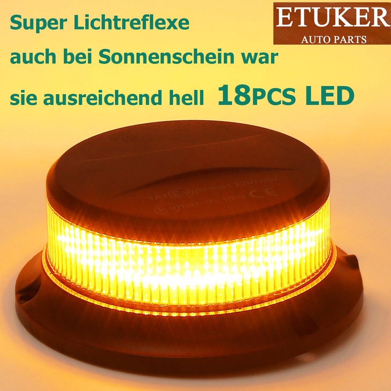 ETUKER 12 V 24 V White Rotating Light Magnetic Flash