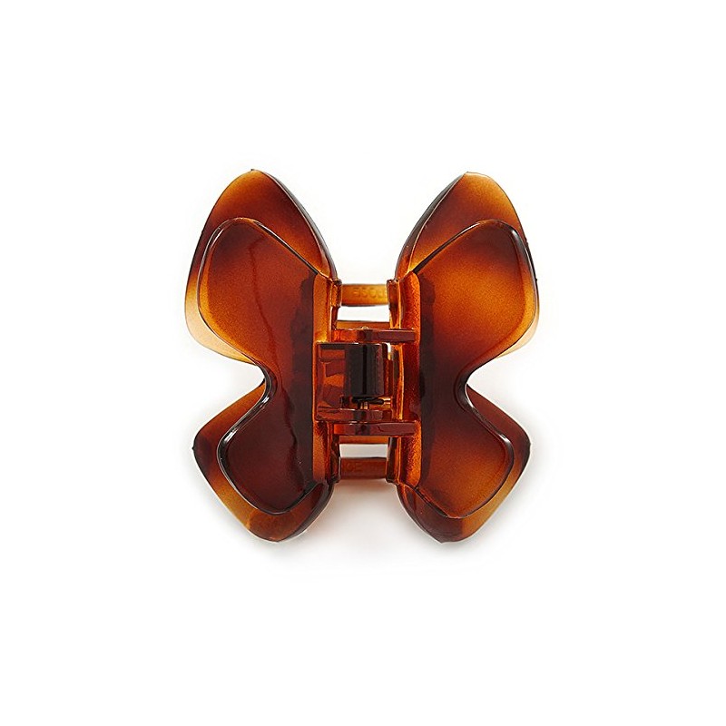 Medium Butterfly Brown Acrylic Hair Claw - 60mm Width