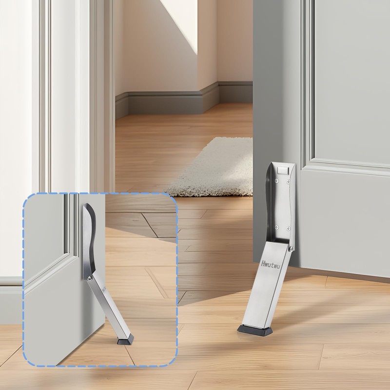 Door Stoppers, No Drilling Door Stopper, Kickdown Black Door Stops