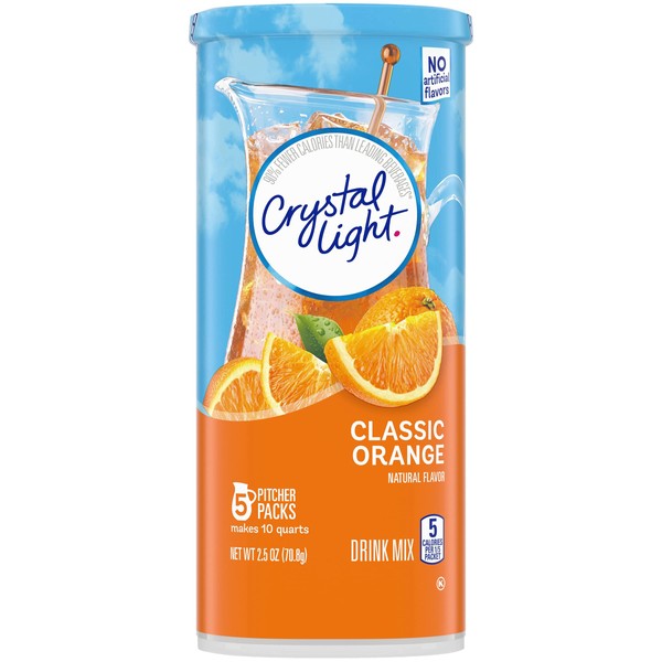 Crystal Light Classic Orange with Vitamin C & Calcium Drink Mix (20 Pitcher Packets, 4 Canisters of 5)