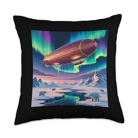 70s 80s Dirigible Airship Zepelin Retro Zeppelin Throw Pillow