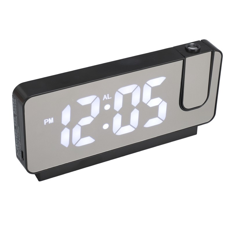Projection Alarm Clock USB Rechargeable White Light Snooze Function Adjustable