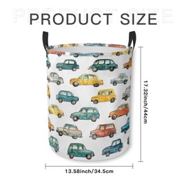 Laundry Basket Watercolor Cars Collapsible Laundry Hamper with Handles Clothes Storage Bin for Household Bedroom Bathroom College Dorms