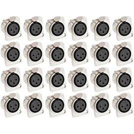 Adam Hall Connectors 7837-Set of 24 XLR Socket Female 3-Pin D-Type Silver Installation Coupling