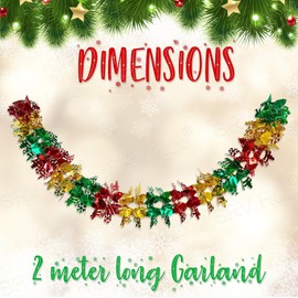 Christmas Hanging Ceiling Foil Wall Decoration Best For Party Decoration (Pack of 3 Red/Green/Gold Snowflake Garland)