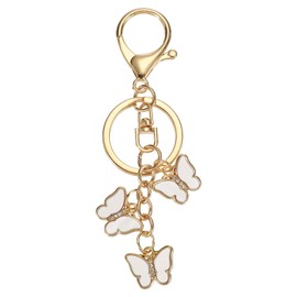 PATIKIL Butterfly Charm, Enameled Keychain Cute Butterfly Pendant Keyring Purse Bag Accessories Car Ring Pendant for Handbag Keys, White