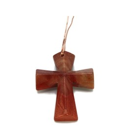Auras by Osiris | Red Jasper Gemstone Pendant - Genuine Healing Crystal Crosses with Copper Wire for Necklace | Protection, Grounding Energy Choker - Jewelry Gift for Mens, Womens,