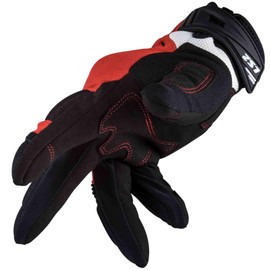 LS2 Guantes de Motociclista Vel Silva Textil, Táctiles, con Protectores de Nudillos, Negro/Rojo (Rojo, X-Large)