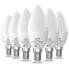 LUTW E12 B11 Candelabra LED Light Bulbs, 40W Eqv, 2700K, 6 Pack