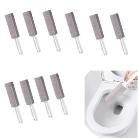 10 Limpieza de Piedra Pómez Bloque para Limpieza de WC Piedra de Limpieza de Pómez Natural Escobilla de Baño de Piedra Pómez con Mango Colgante Limpiador de Inodoro Cepillo para Polvo (Gris y blanco)