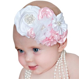 LDDCX Pink Baby Girls Flower Headband and Bow Big Headbands Fashion Hair Accessories for Newborns and Infants.(FD107) (Pink)